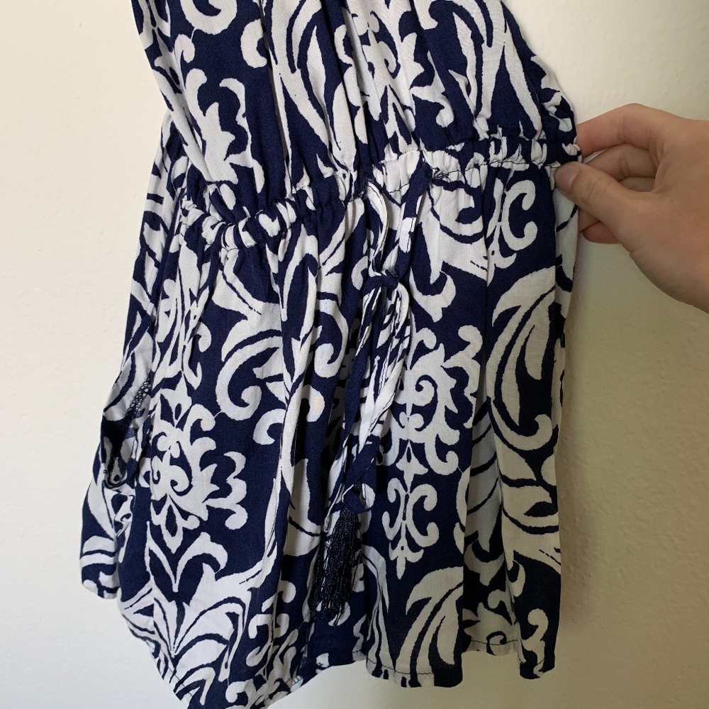 XENIA BOUTIQUE high-neck patterned navy romper